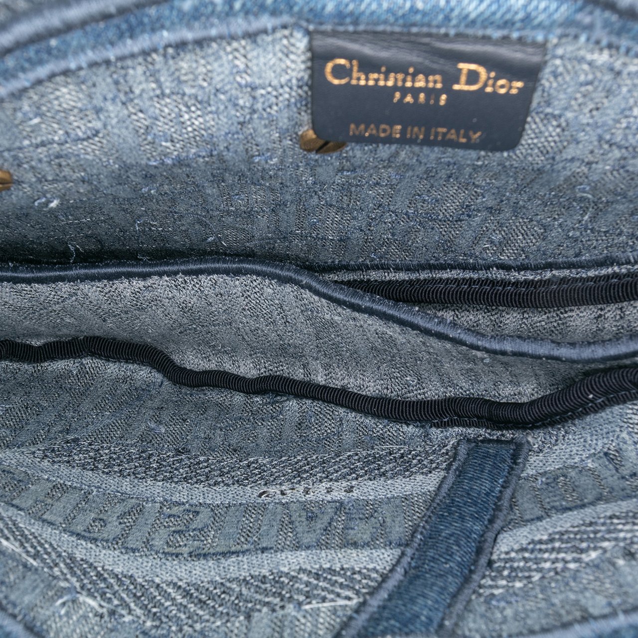 Dior Oblique Embroidered Denim Saddle Bag Blauw