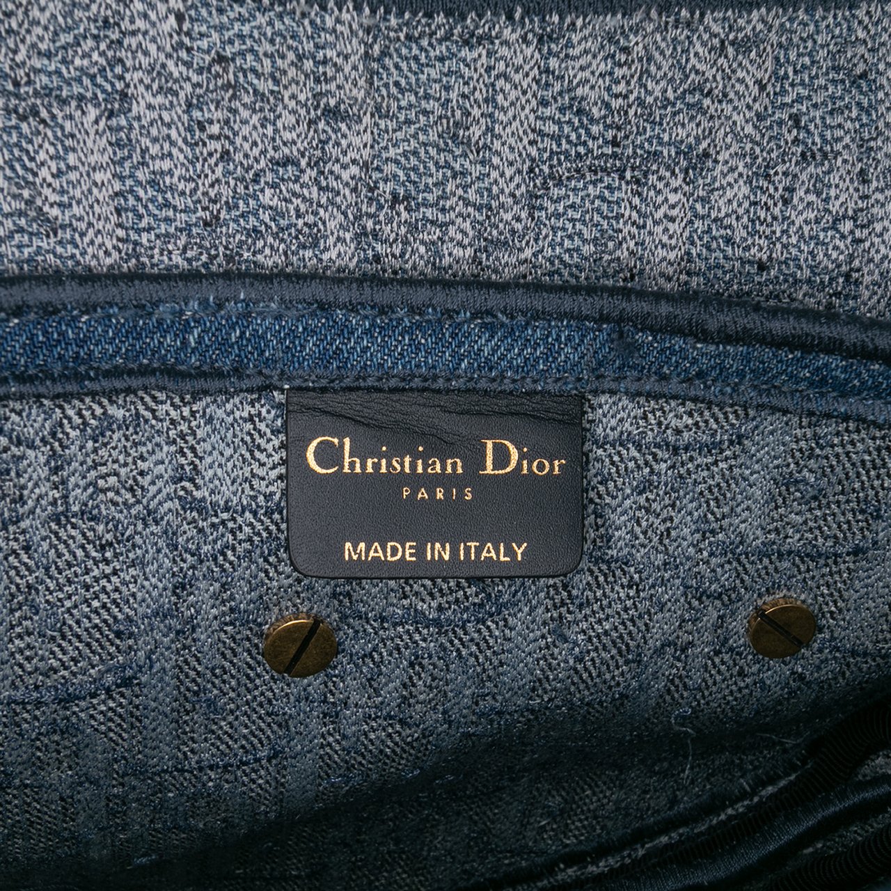 Dior Oblique Embroidered Denim Saddle Bag Blauw