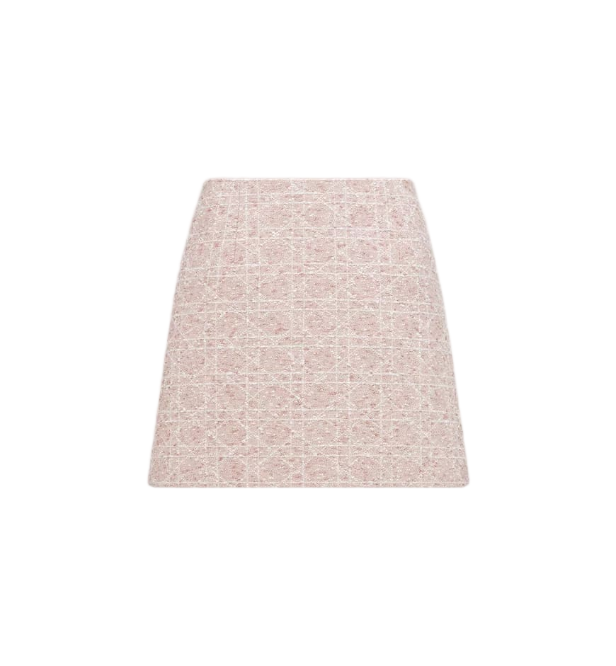 Dior Grid Pattern Tweed Tweed Mini Skirt Wit