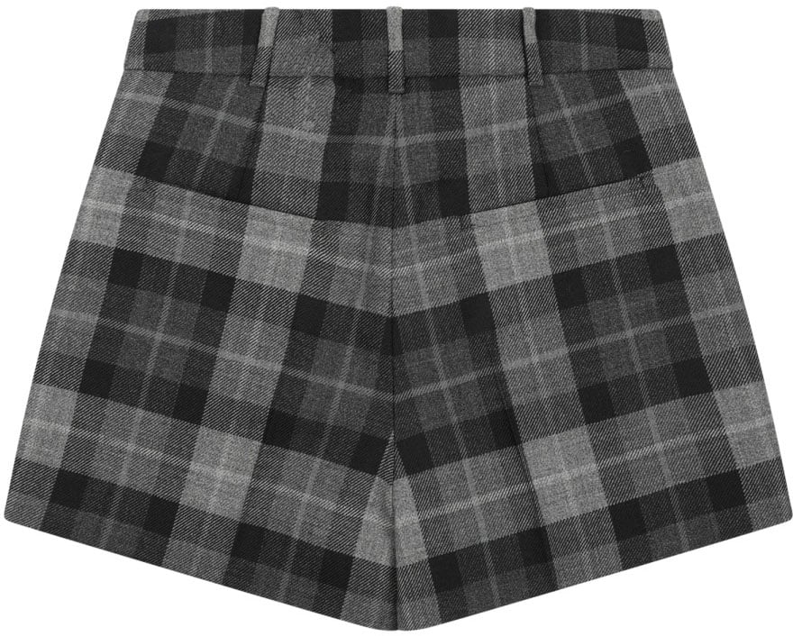Dior Tailored Grey Tartan Shorts In Virgin Wool Grijs