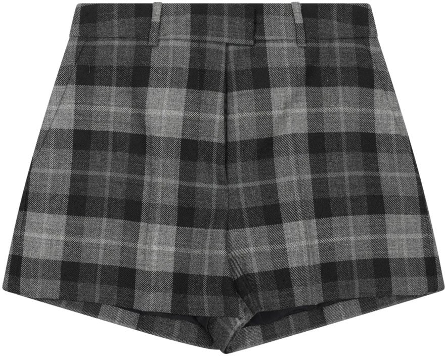 Dior Tailored Grey Tartan Shorts In Virgin Wool Grijs