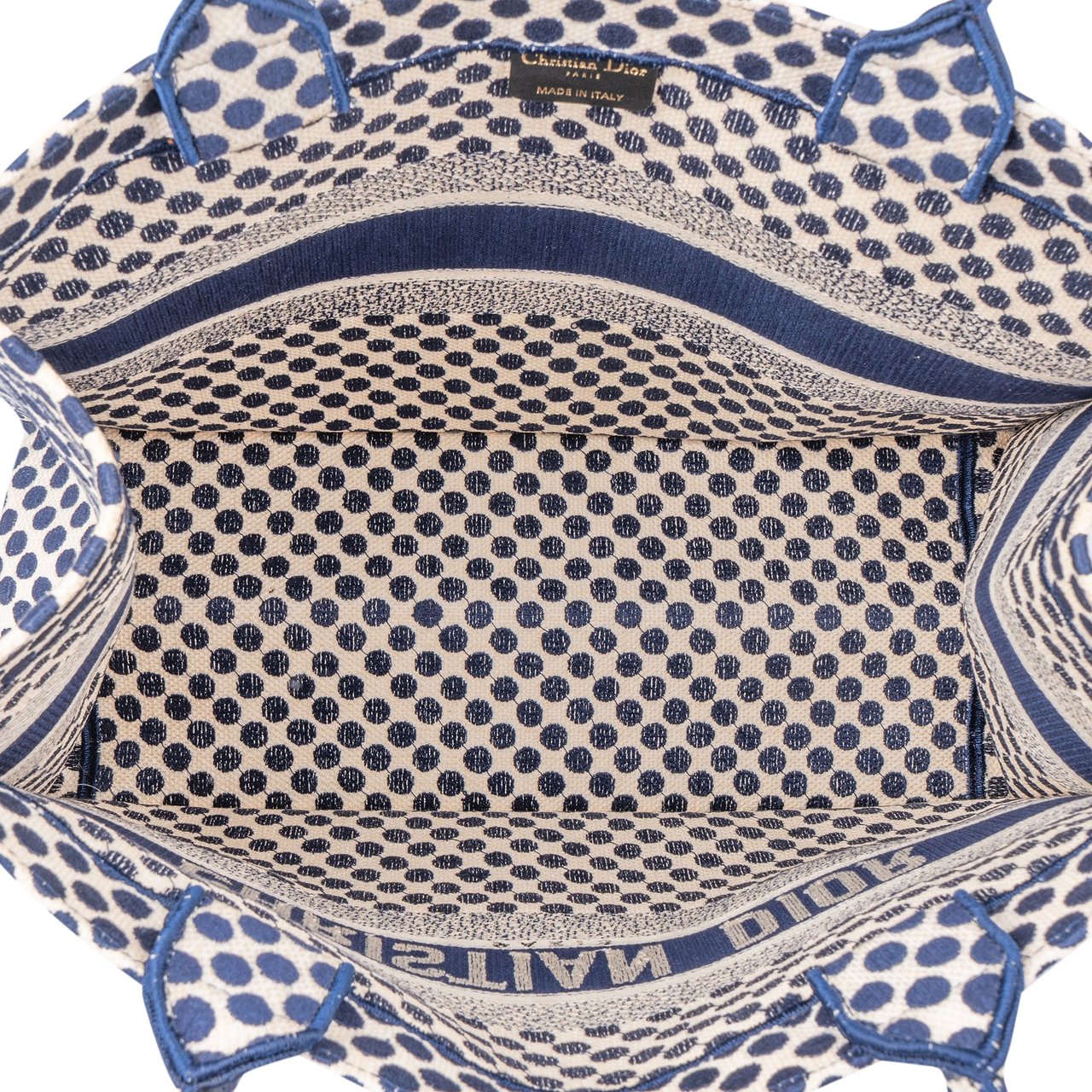 Dior Christian Dior Dots Monogram Cotton Medium Tote Bag Blauw