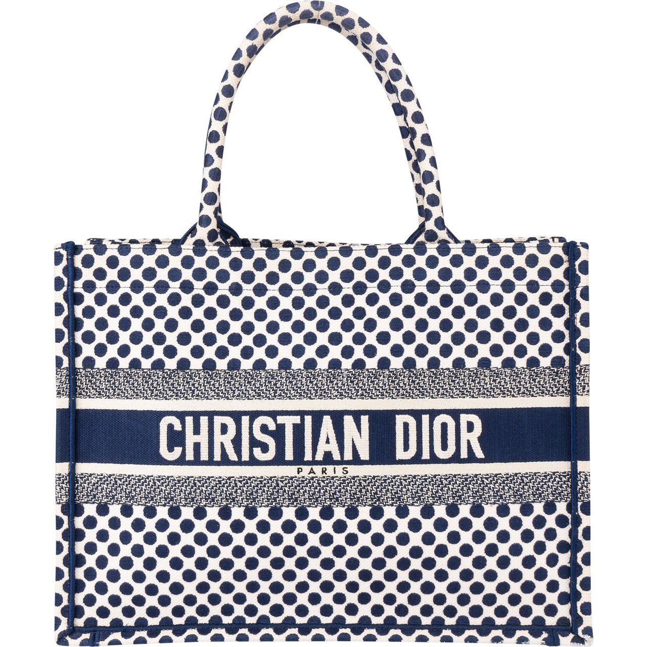 Dior Christian Dior Dots Monogram Cotton Medium Tote Bag Blauw
