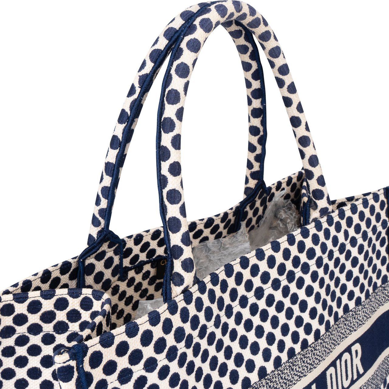 Dior Christian Dior Dots Monogram Cotton Medium Tote Bag Blauw