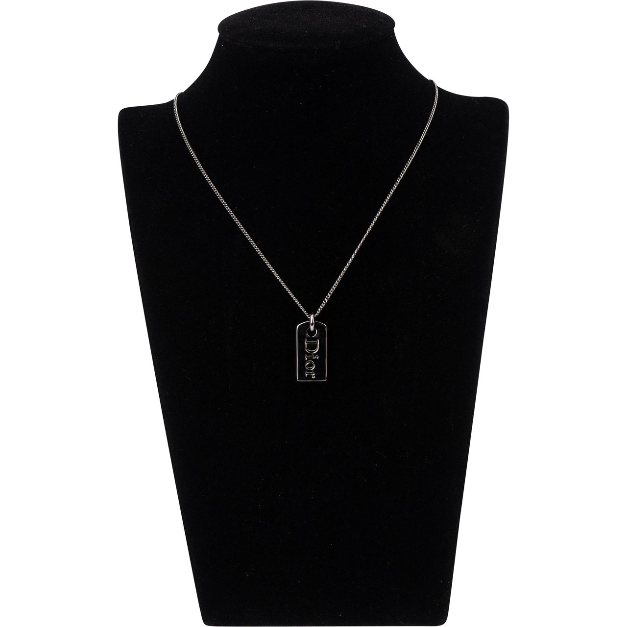 Dior Christian Dior Space Grey Dog Tag Necklace Donkergrijs