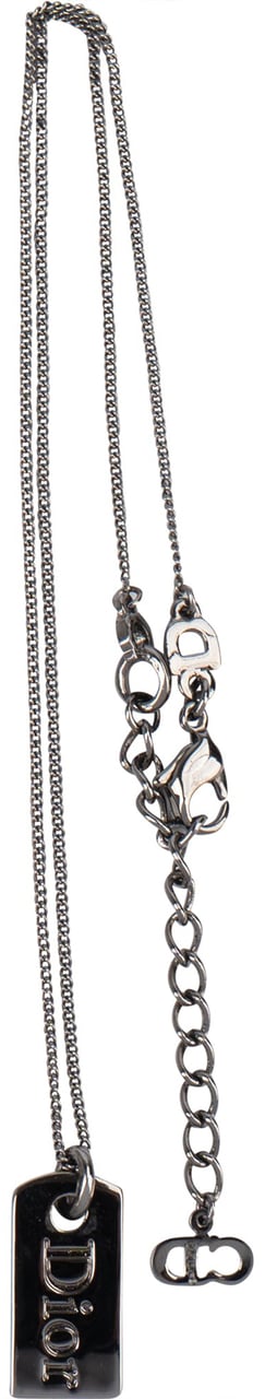 Dior Christian Dior Space Grey Dog Tag Necklace Donkergrijs