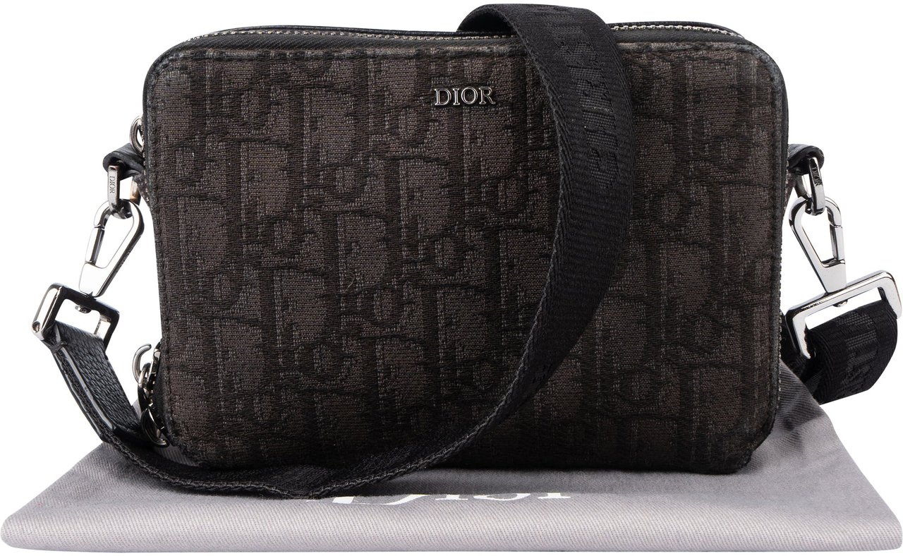 Dior Christian Dior Trotter Monogram Homme Crossbody Bag Zwart