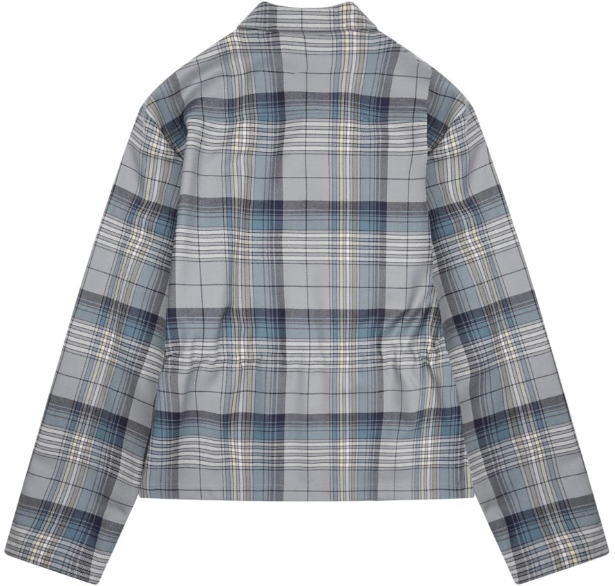 Dior Check Pattern Wool Shirt With Zippered Front Grijs