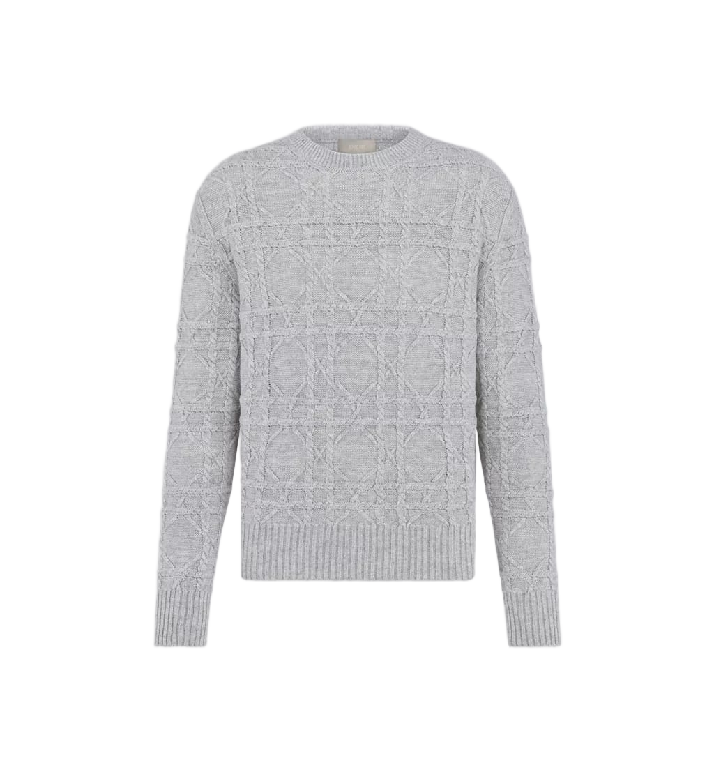 Dior Textured Geometric Pattern Knit Top Wit