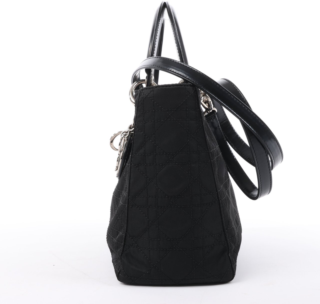 Dior Dior Lady Dior Cannage Nylon Handbag in Black Zwart