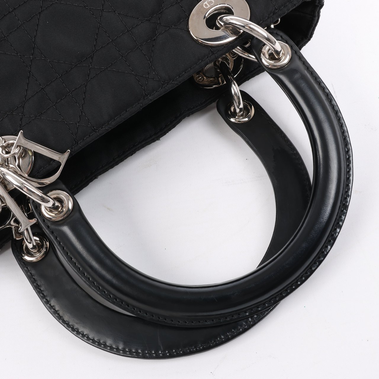 Dior Dior Lady Dior Cannage Nylon Handbag in Black Zwart