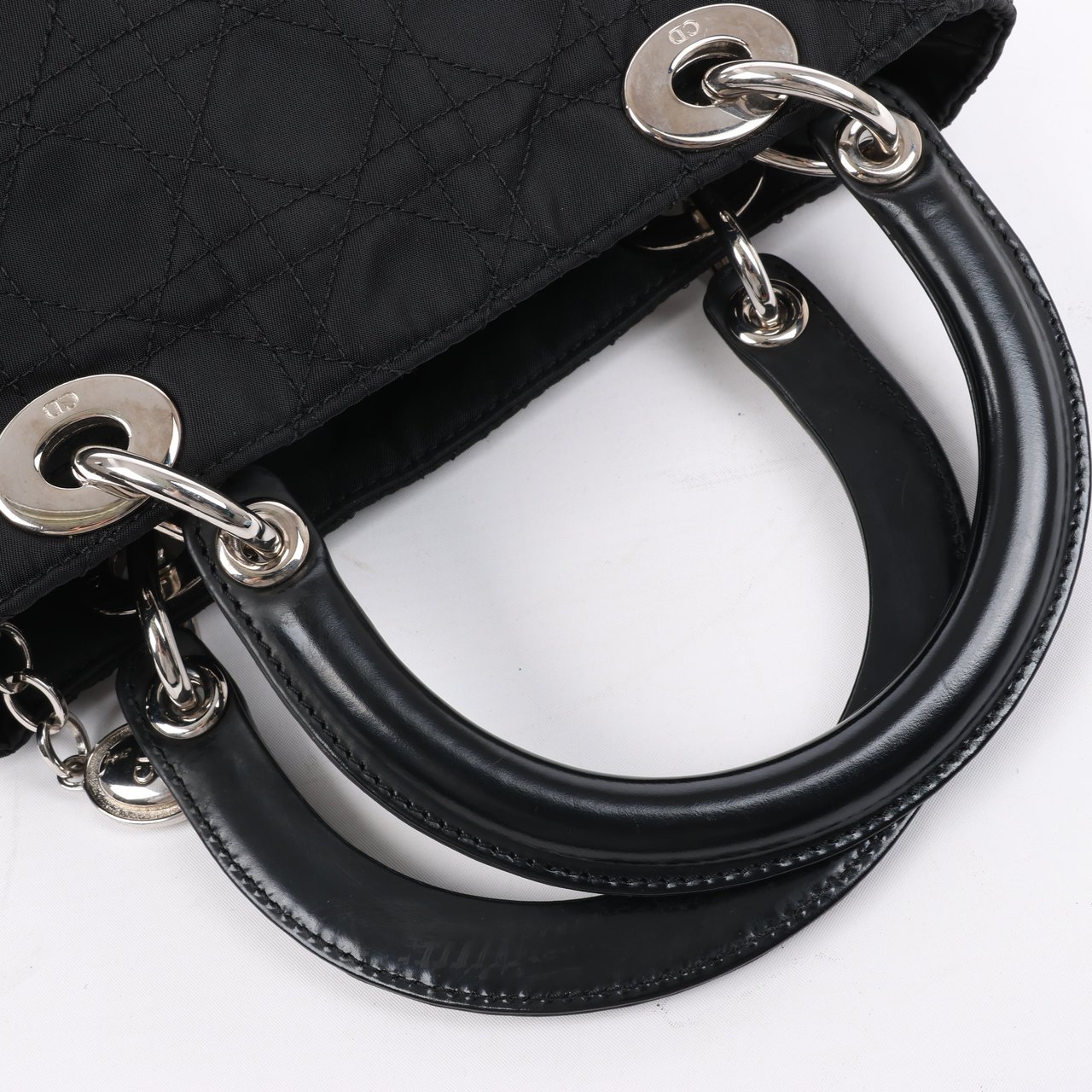 Dior Dior Lady Dior Cannage Nylon Handbag in Black Zwart