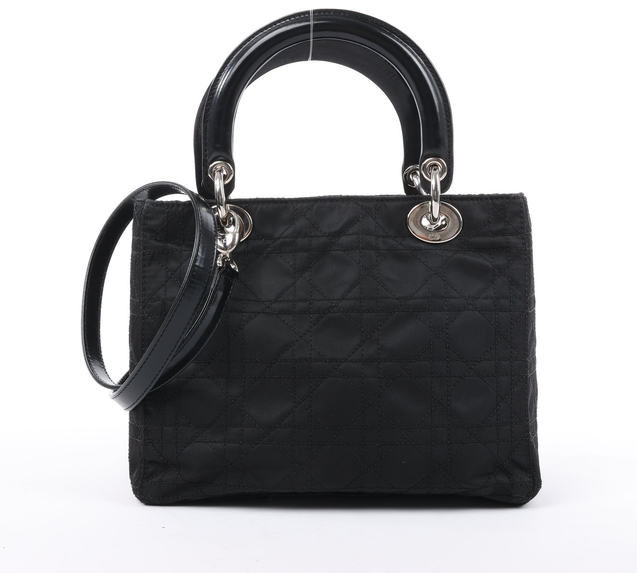 Dior Dior Lady Dior Cannage Nylon Handbag in Black Zwart