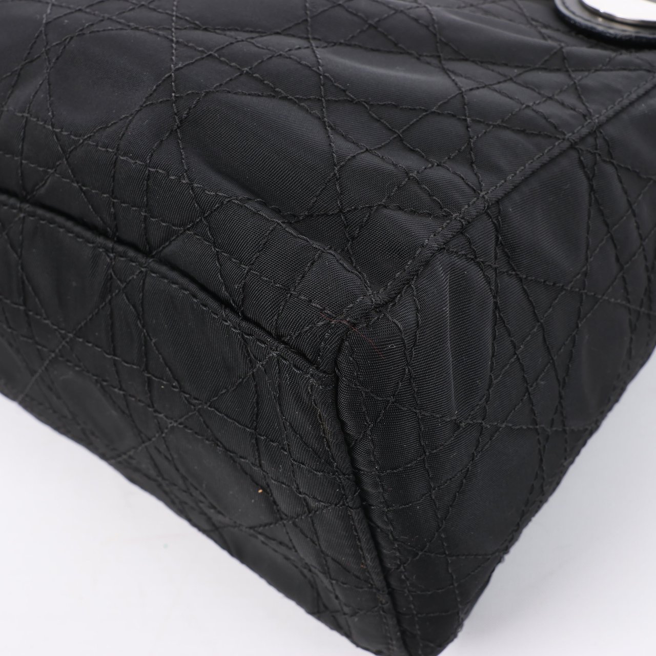 Dior Dior Lady Dior Cannage Nylon Handbag in Black Zwart