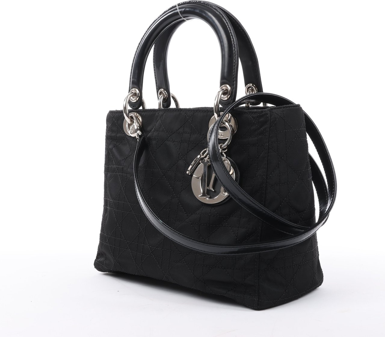 Dior Dior Lady Dior Cannage Nylon Handbag in Black Zwart