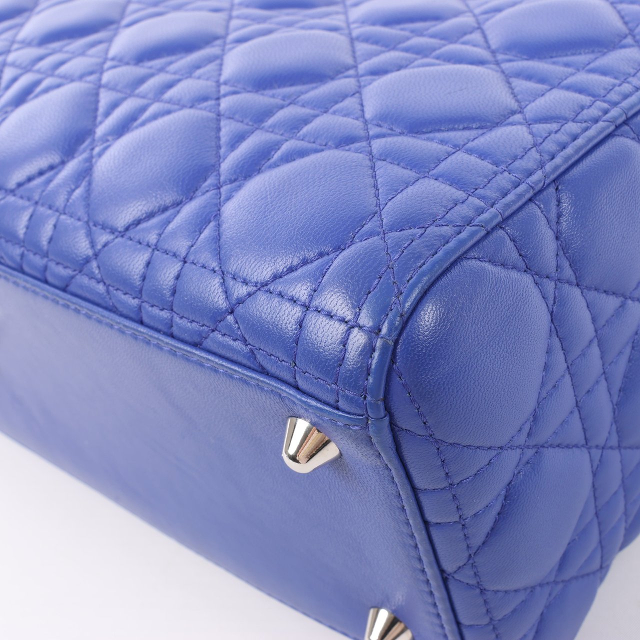 Dior Dior Lady Dior Leather Cannage Large Handbag in Blue Blauw