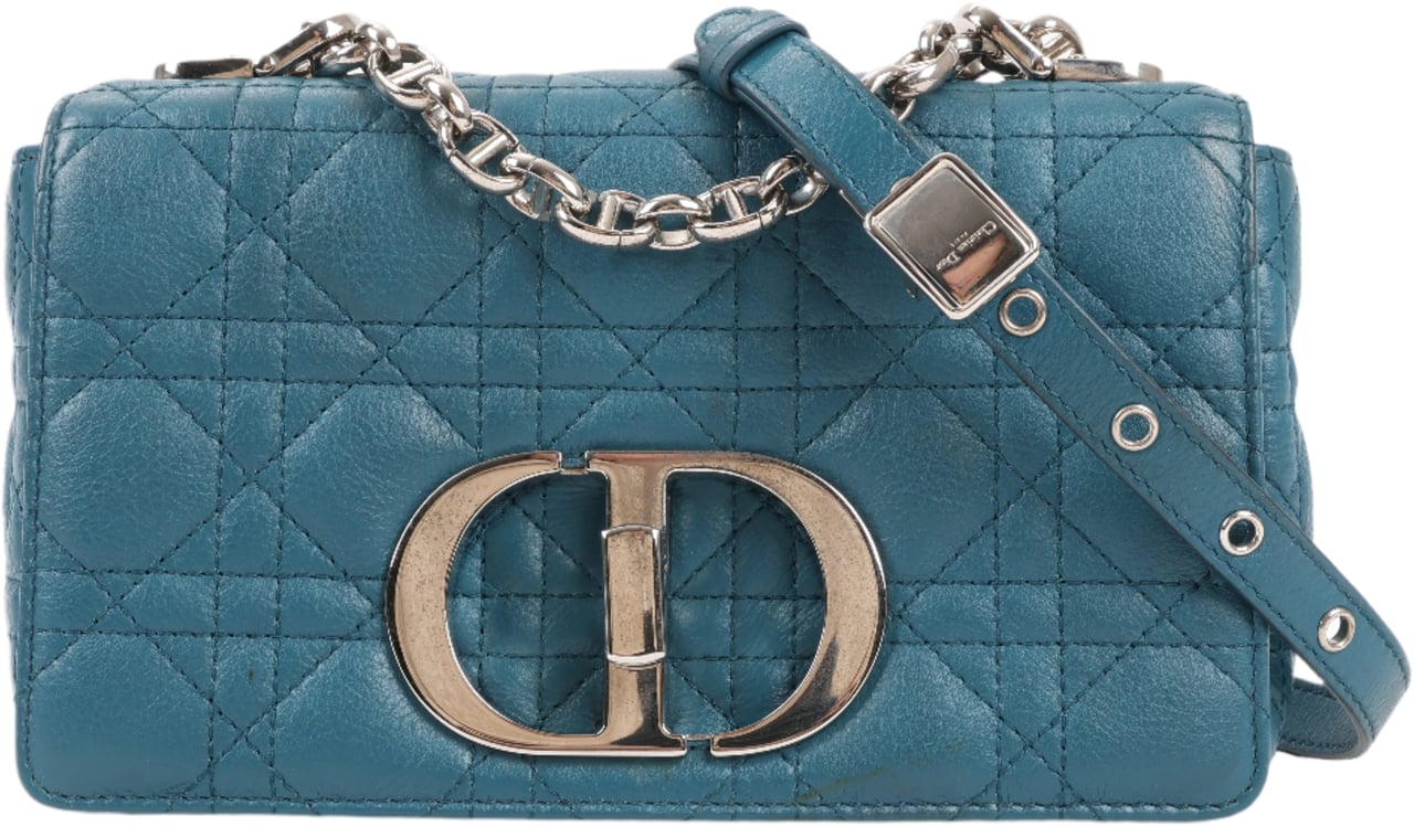 Dior Dior Caro Leather Chain Shoulder Bag in Blue Blauw