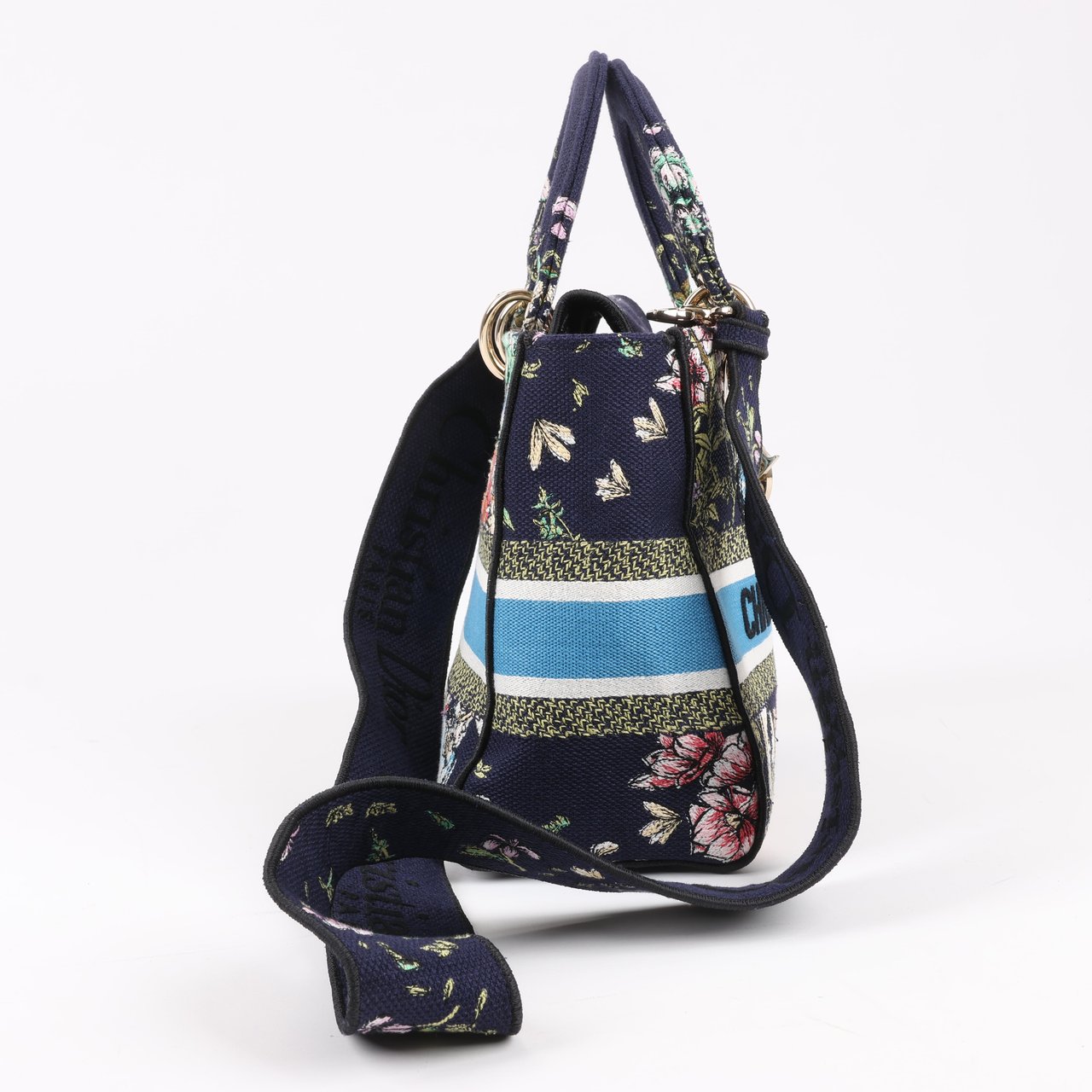 Dior Dior Lady D-Lite Canvas D-Constellation Embroidered Medium 2Way Handbag in Multicolor Divers