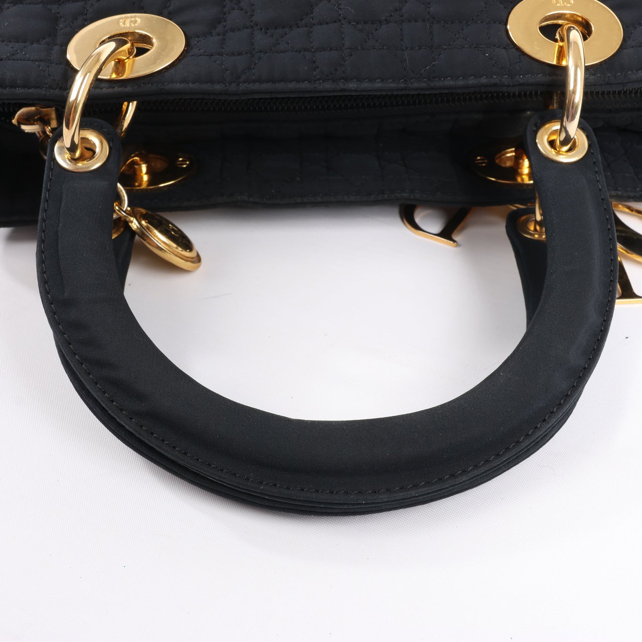 Dior Dior Lady Dior Cannage Nylon Handbag in Black Zwart