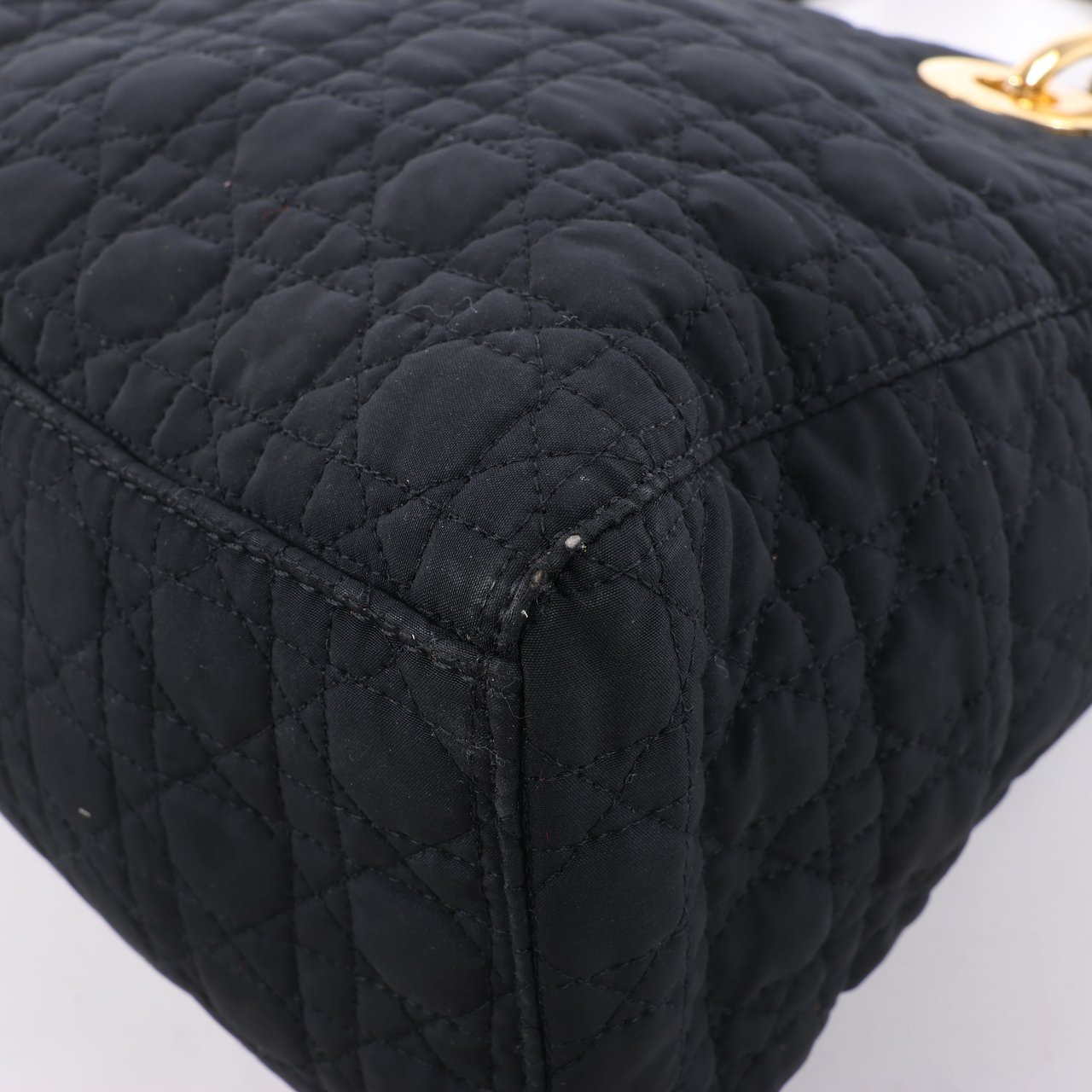 Dior Dior Lady Dior Cannage Nylon Handbag in Black Zwart