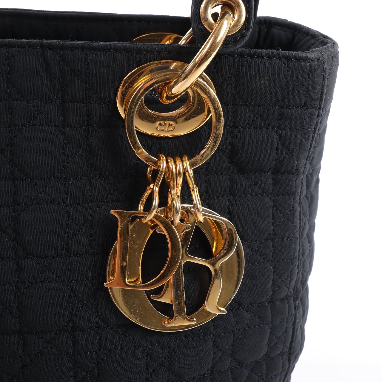 Dior Dior Lady Dior Cannage Nylon Handbag in Black Zwart