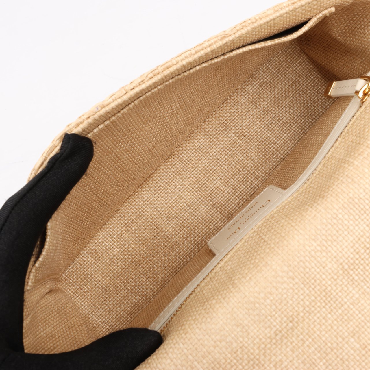 Dior Dior Caro Raffia x Leather Medium Shoulder Bag in Beige Beige