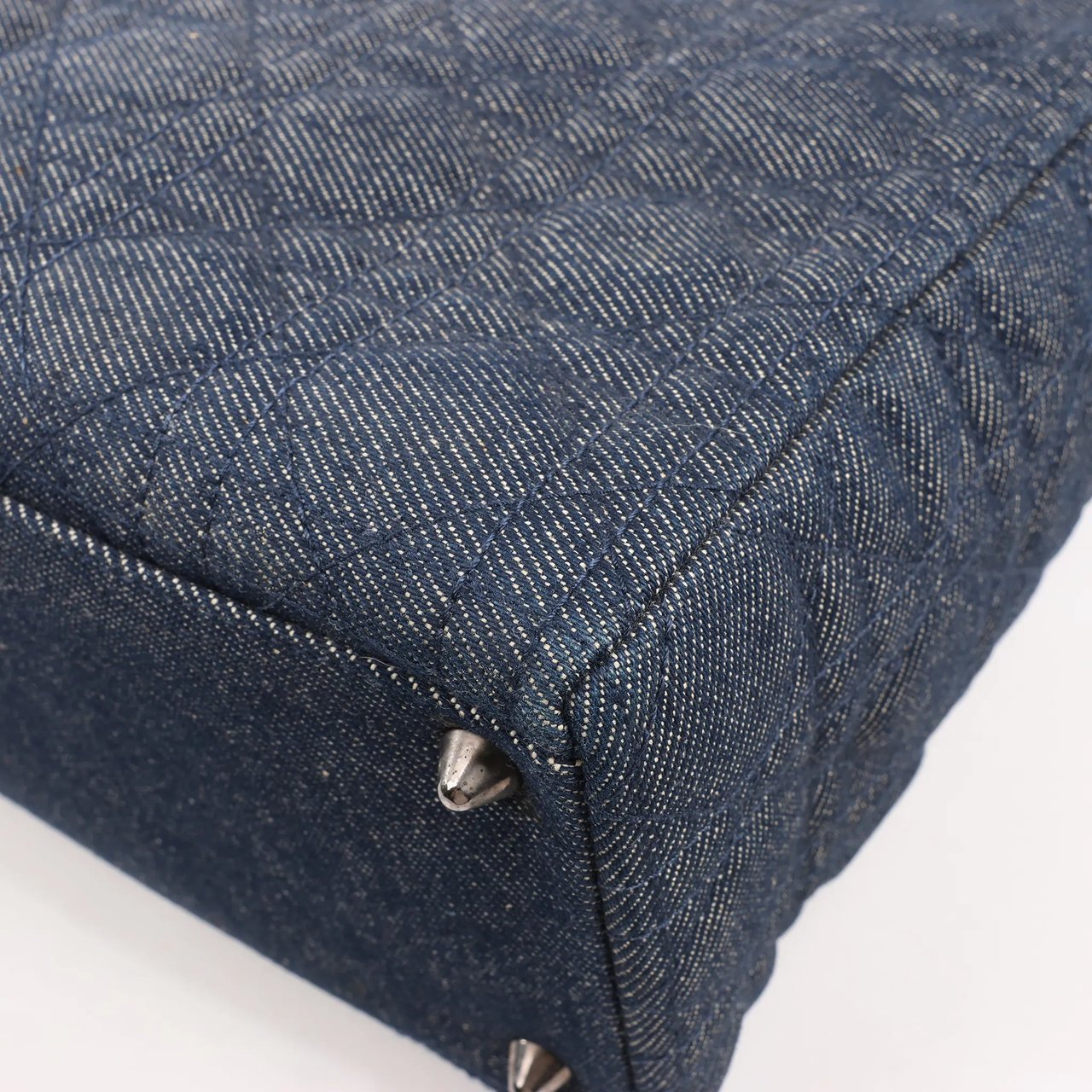 Dior Dior Lady Dior Dennim x Leather Cannage Large Handbag in Navy Blue Navy