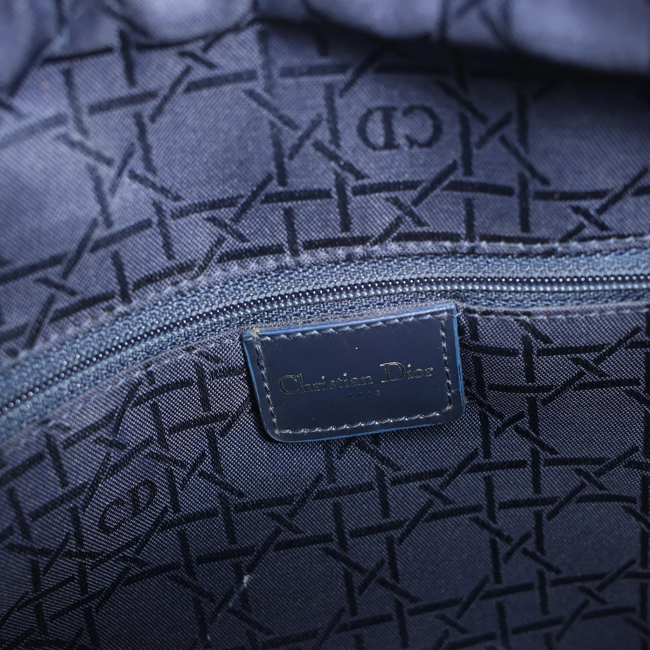 Dior Dior Lady Dior Dennim x Leather Cannage Large Handbag in Navy Blue Navy