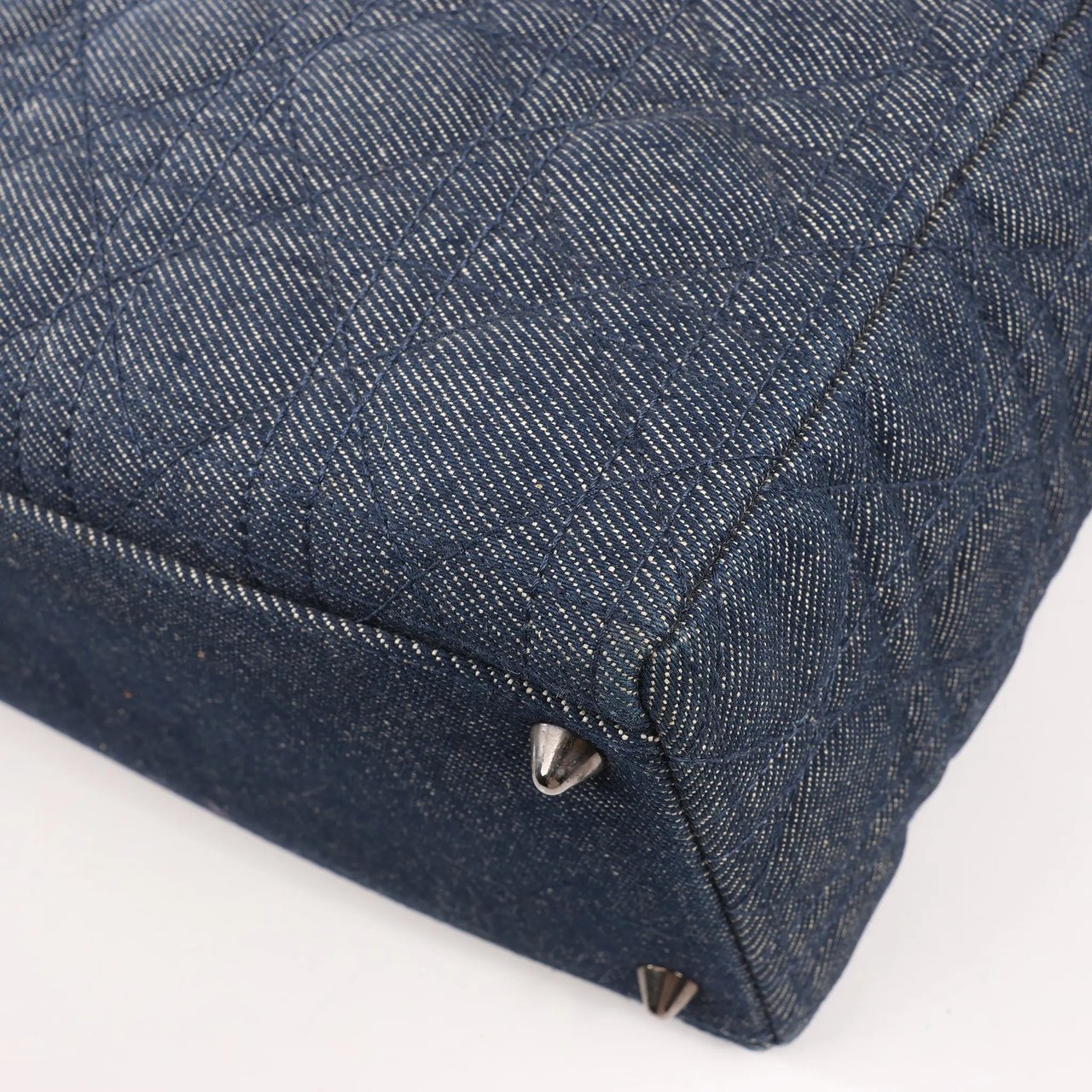 Dior Dior Lady Dior Dennim x Leather Cannage Large Handbag in Navy Blue Navy