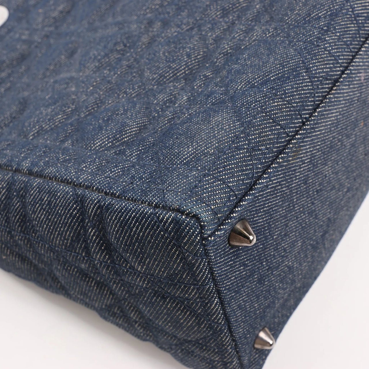 Dior Dior Lady Dior Dennim x Leather Cannage Large Handbag in Navy Blue Navy