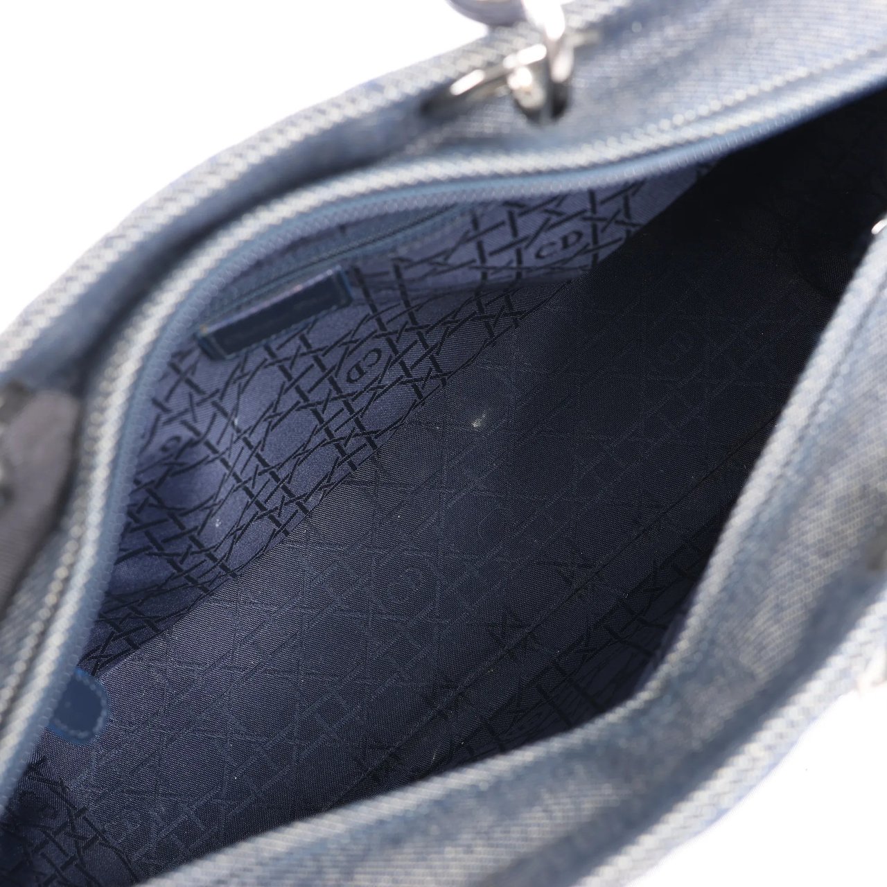 Dior Dior Lady Dior Dennim x Leather Cannage Large Handbag in Navy Blue Navy