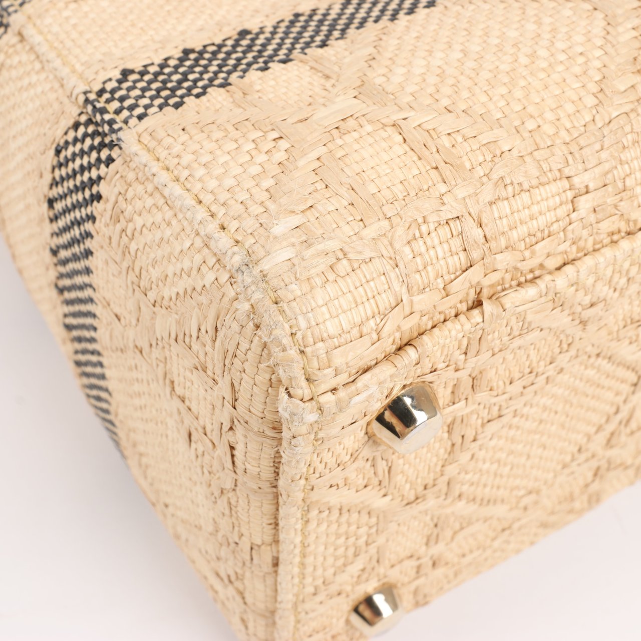 Dior Dior Lady D-Lite Raffia Woven Cannage Embroidered Medium 2Way Handbag in Beige Beige