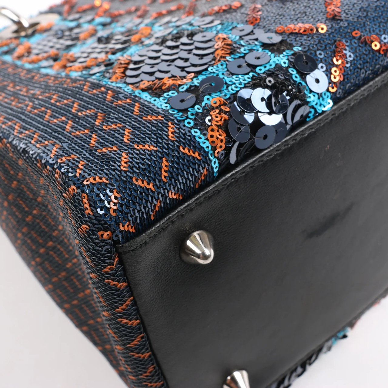 Dior Dior Lady Dior Sequins Medium Handbag in Navy Blue Navy