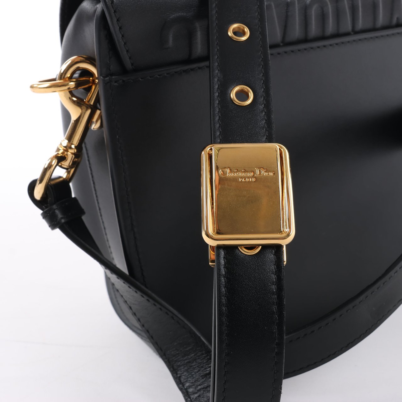 Dior Dior Bobby Medium Calfskin Flap Shoulder Bag in Black Zwart