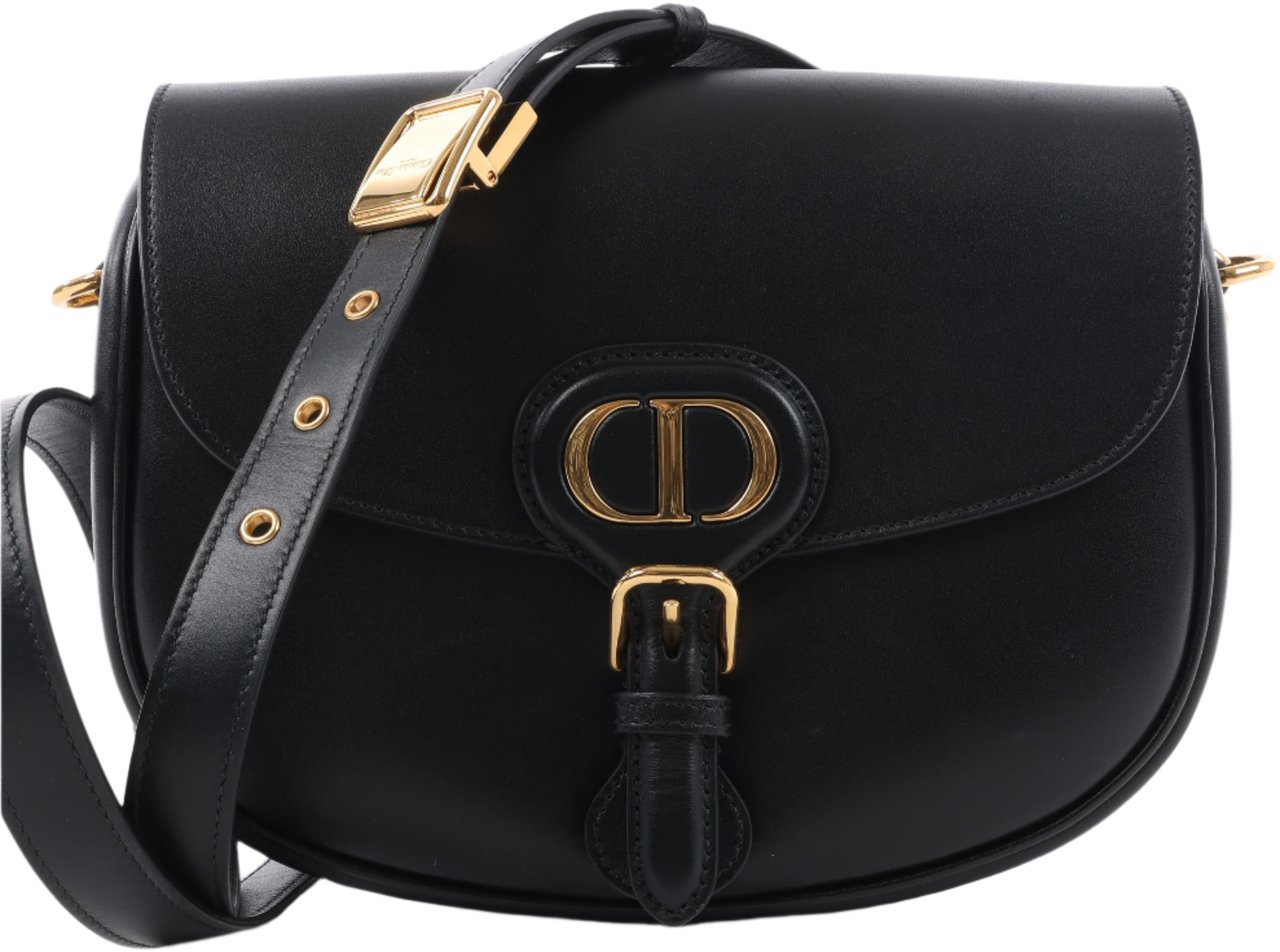 Dior Dior Bobby Medium Calfskin Flap Shoulder Bag in Black Zwart