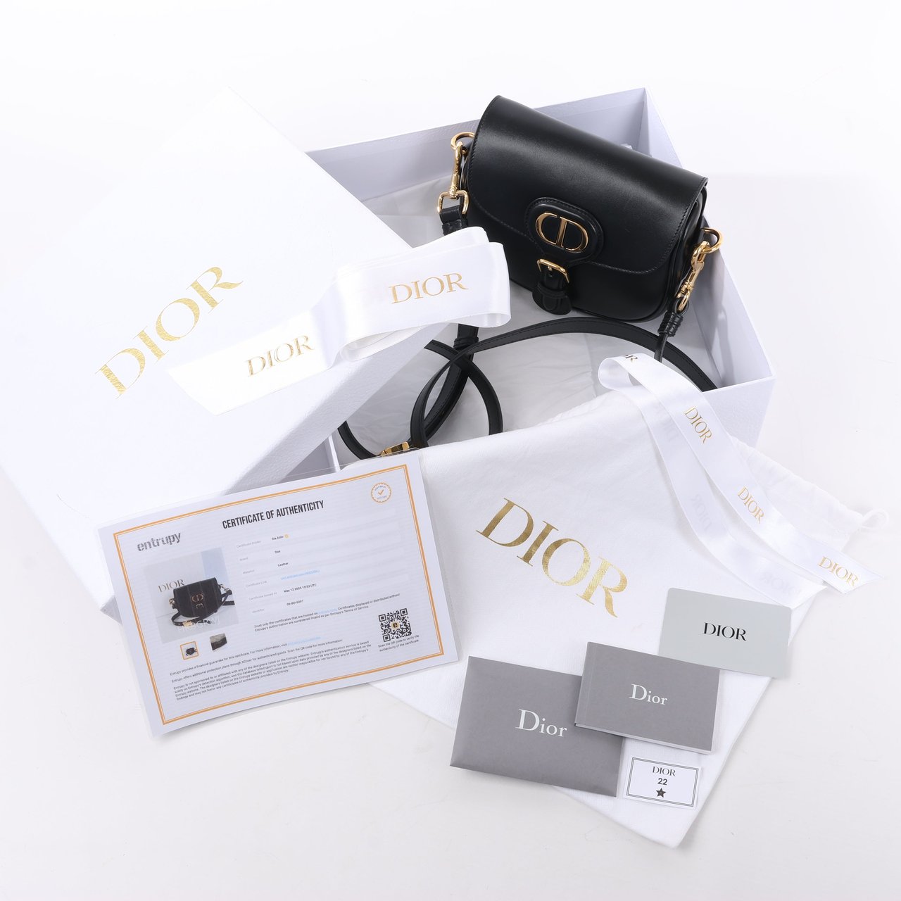 Dior Dior Bobby Small Calfskin Flap Shoulder Bag in Black Zwart