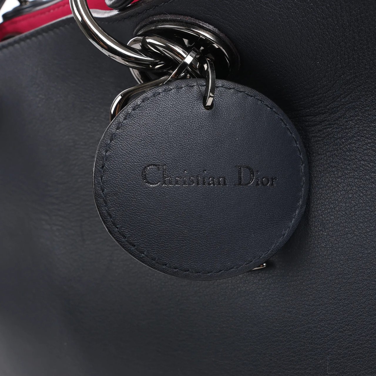 Dior Dior Diorissimo Smooth Leather Large 2Way Handbag in Black x Rose Indien Zwart