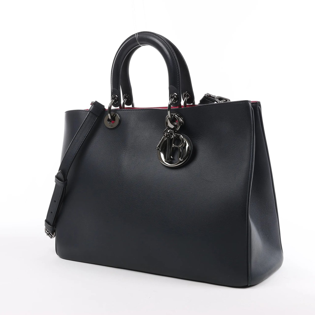 Dior Dior Diorissimo Smooth Leather Large 2Way Handbag in Black x Rose Indien Zwart