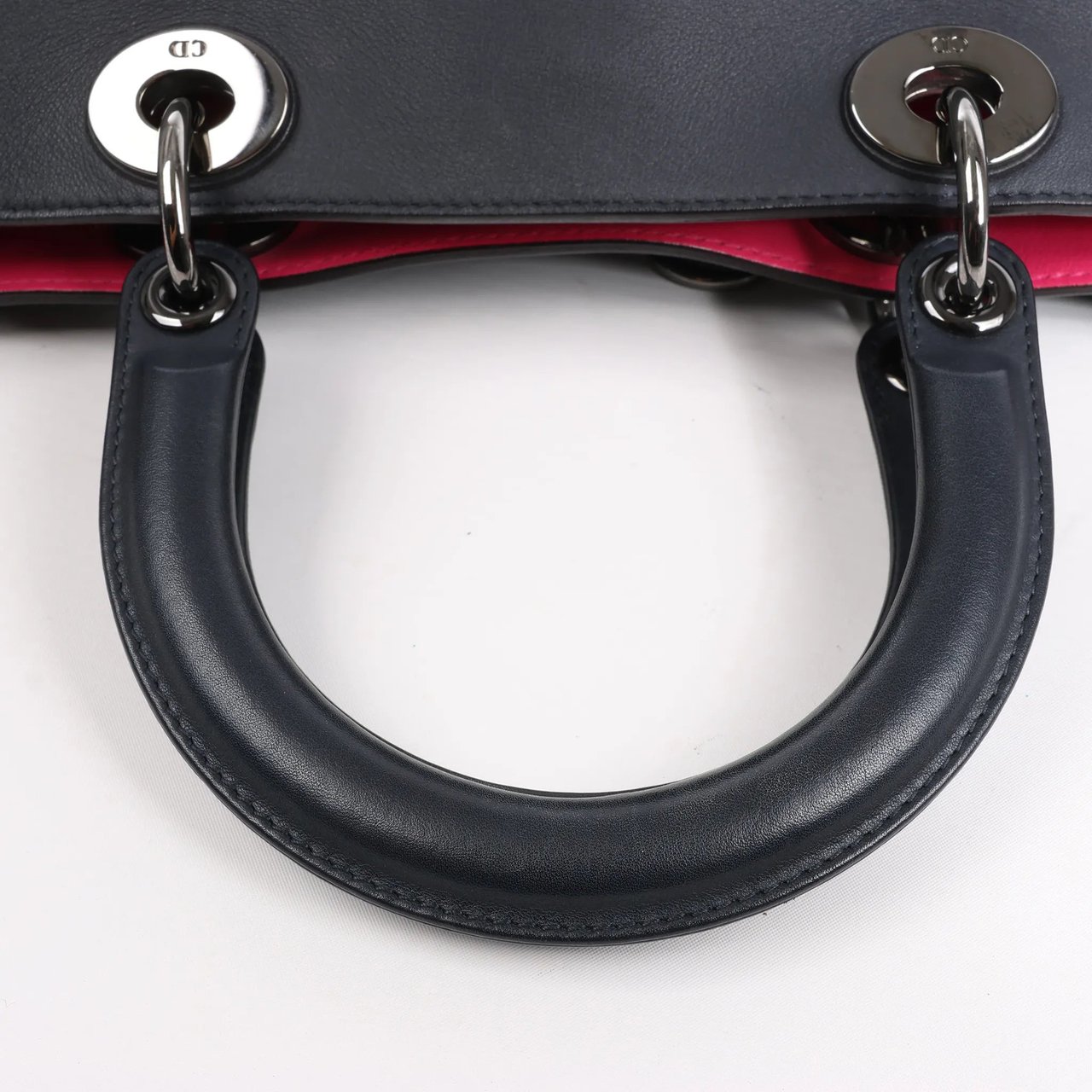 Dior Dior Diorissimo Smooth Leather Large 2Way Handbag in Black x Rose Indien Zwart