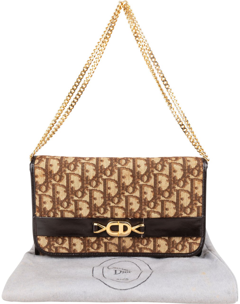 Dior Christian Dior Trotter Monogram Shoulder Bag Bruin