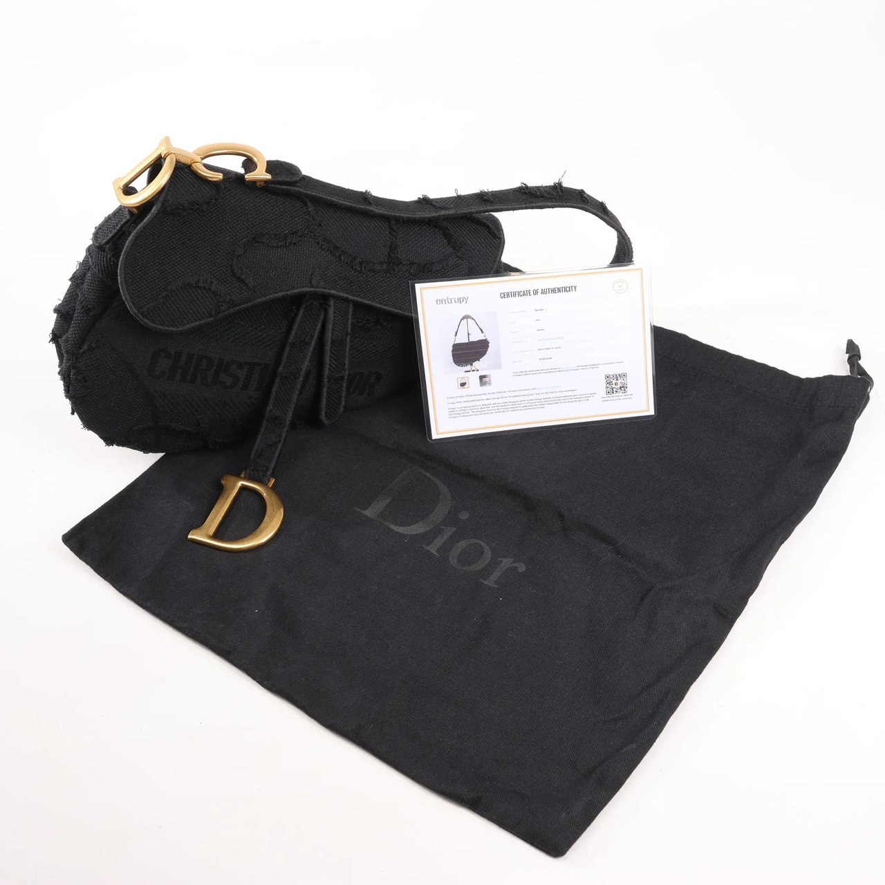 Dior Dior Saddle Classic Bag Canvas Shoulder Bag in Black Zwart