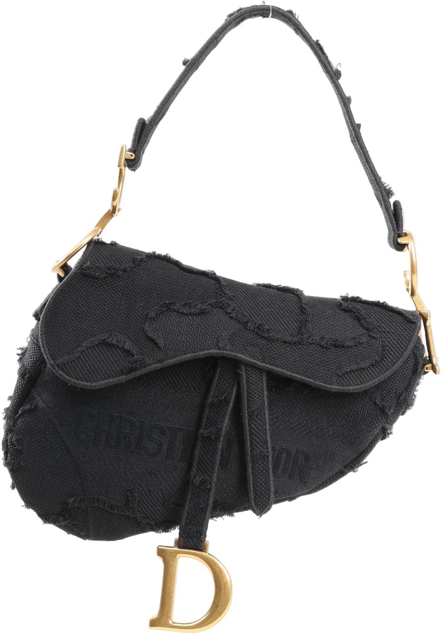 Dior Dior Saddle Classic Bag Canvas Shoulder Bag in Black Zwart