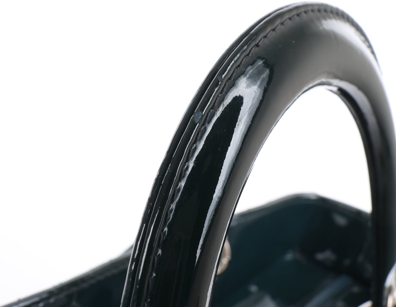 Dior Dior Lady Dior Large Cannage Patent Leather 2Way Handbag in Green Groen