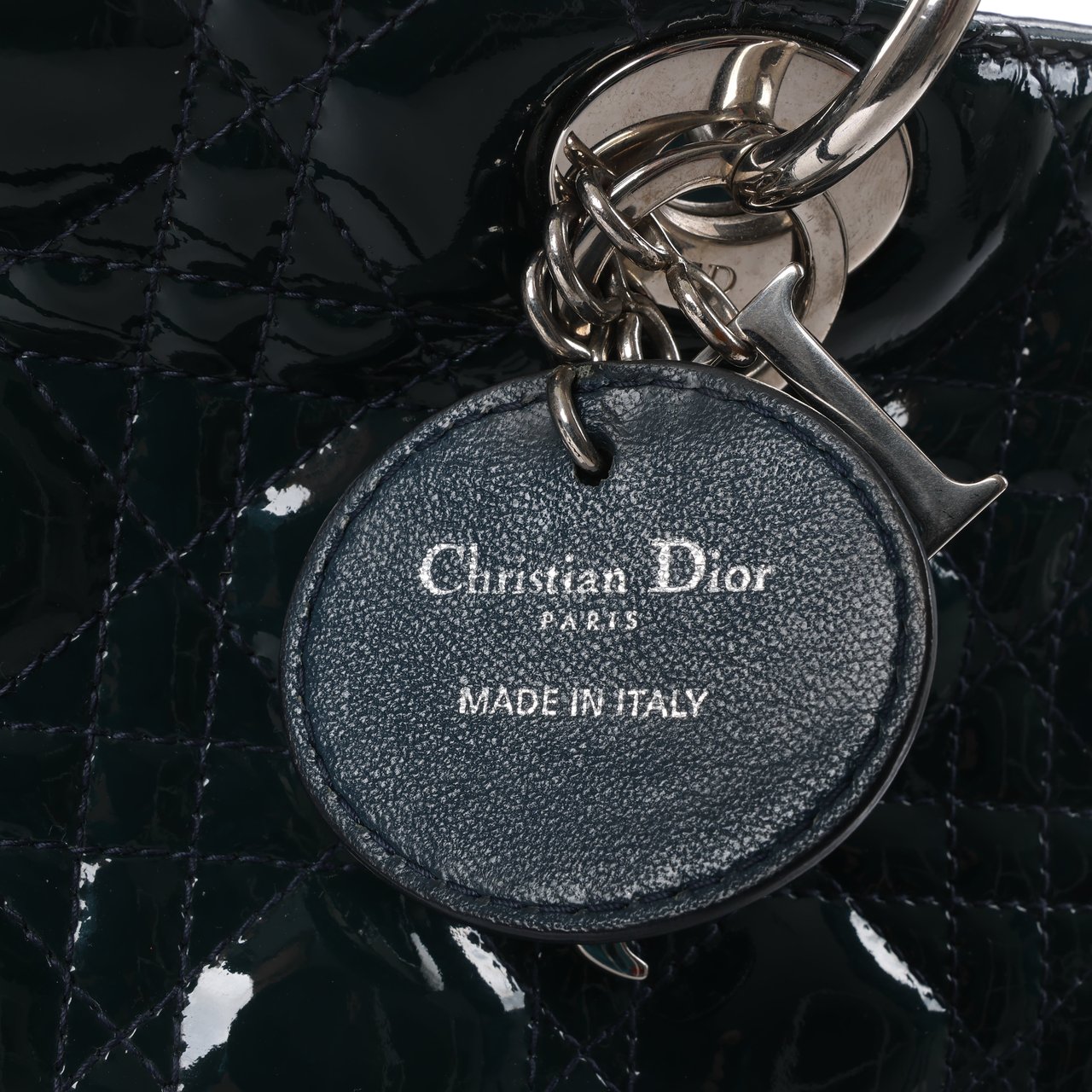 Dior Dior Lady Dior Large Cannage Patent Leather 2Way Handbag in Green Groen