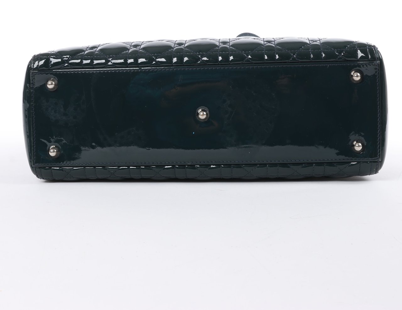 Dior Dior Lady Dior Large Cannage Patent Leather 2Way Handbag in Green Groen