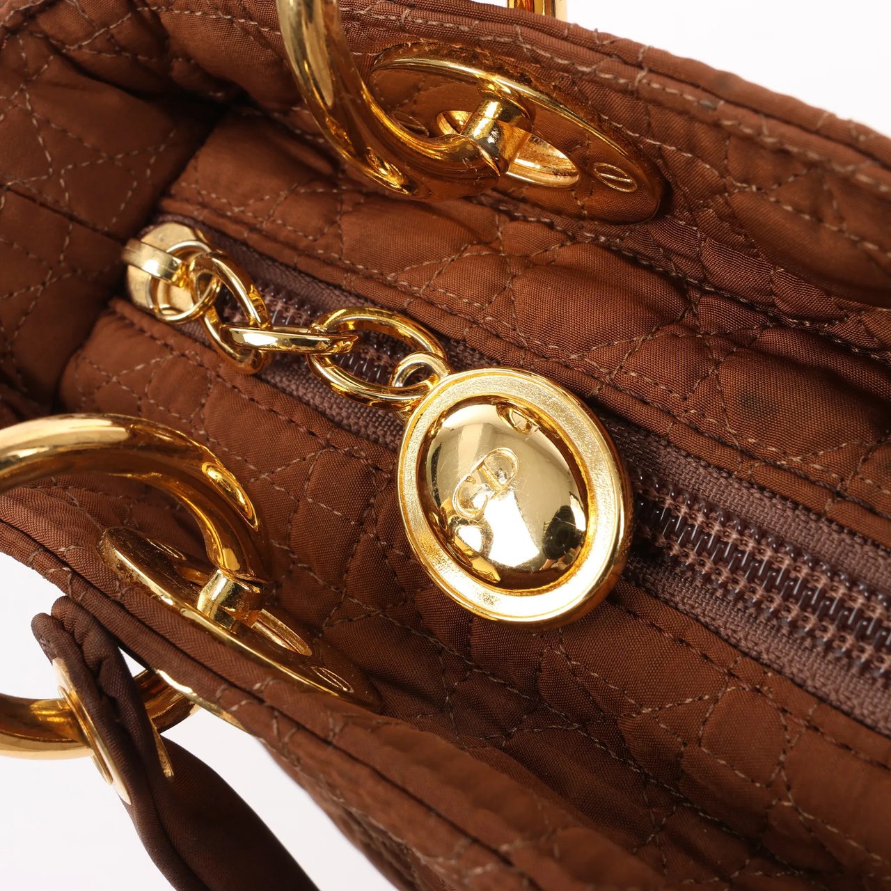 Dior Dior Lady Dior Cannage Nylon Handbag in Brown Bruin