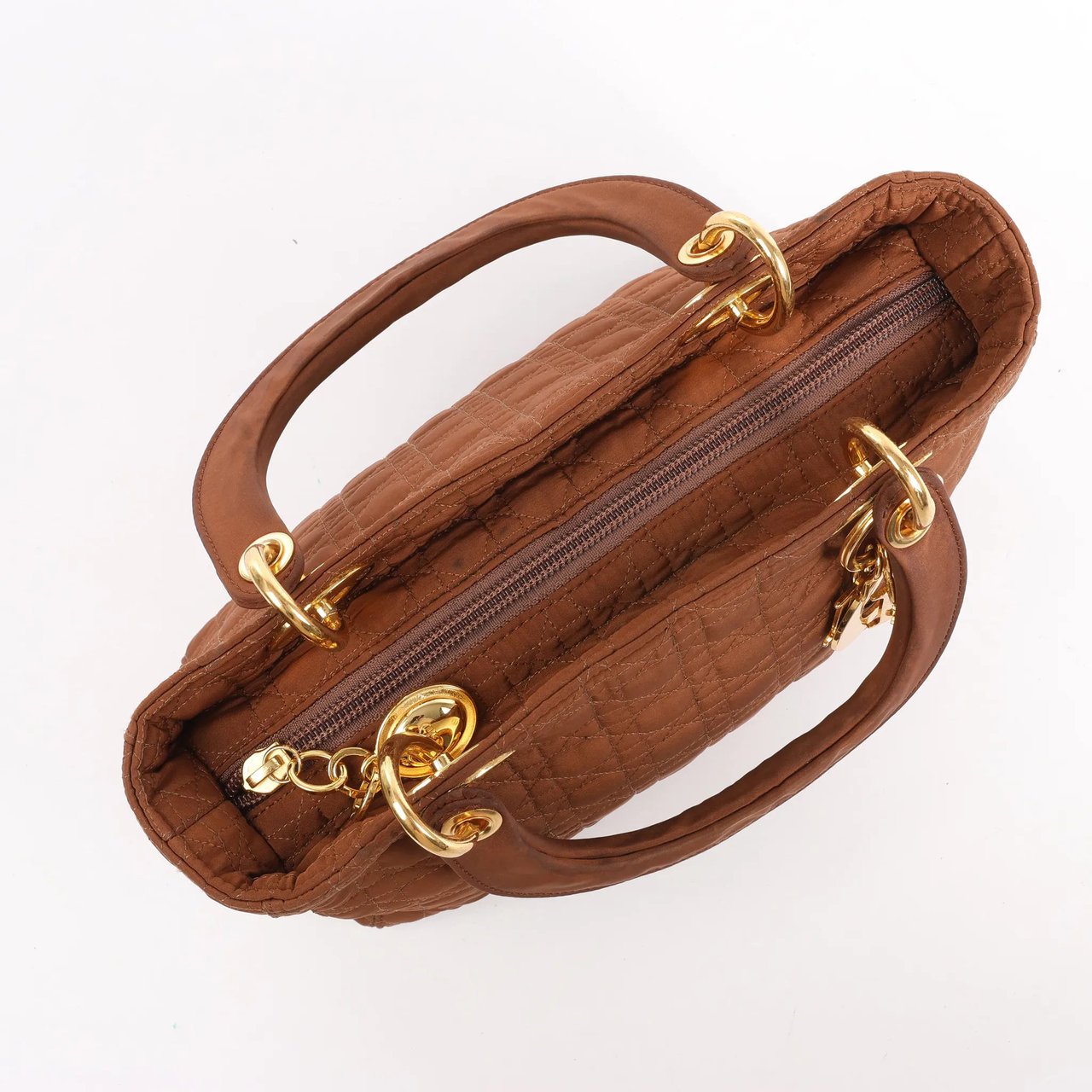 Dior Dior Lady Dior Cannage Nylon Handbag in Brown Bruin