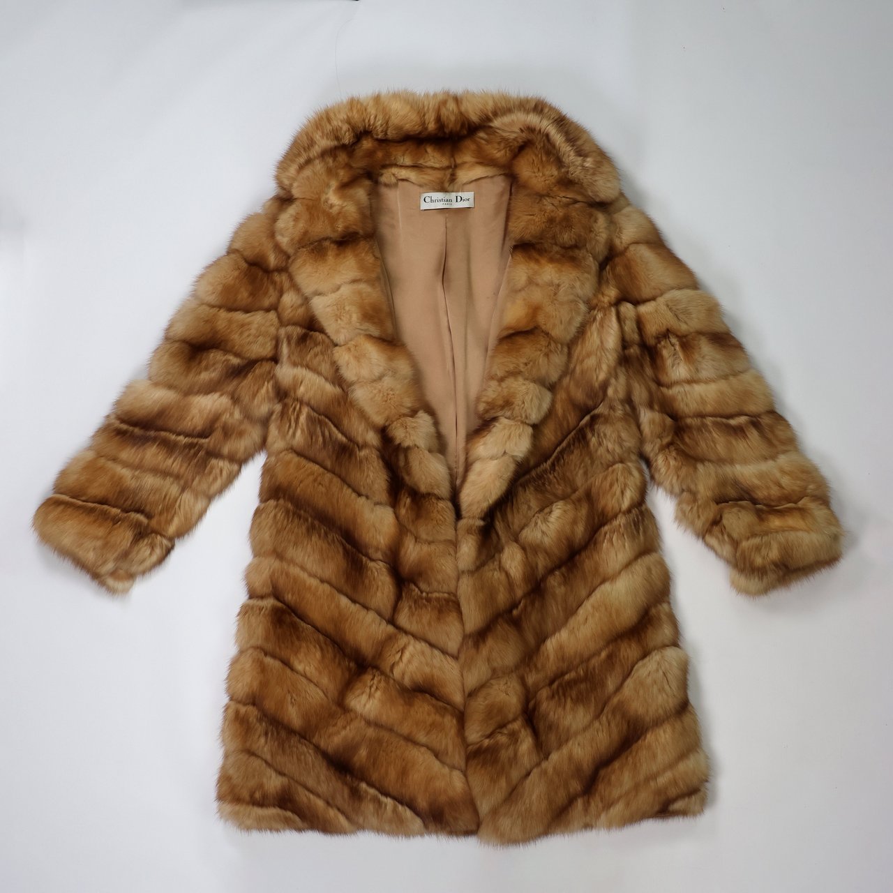 Dior Vintage Christian Dior Paris Golden Marten Fur Coat Bruin