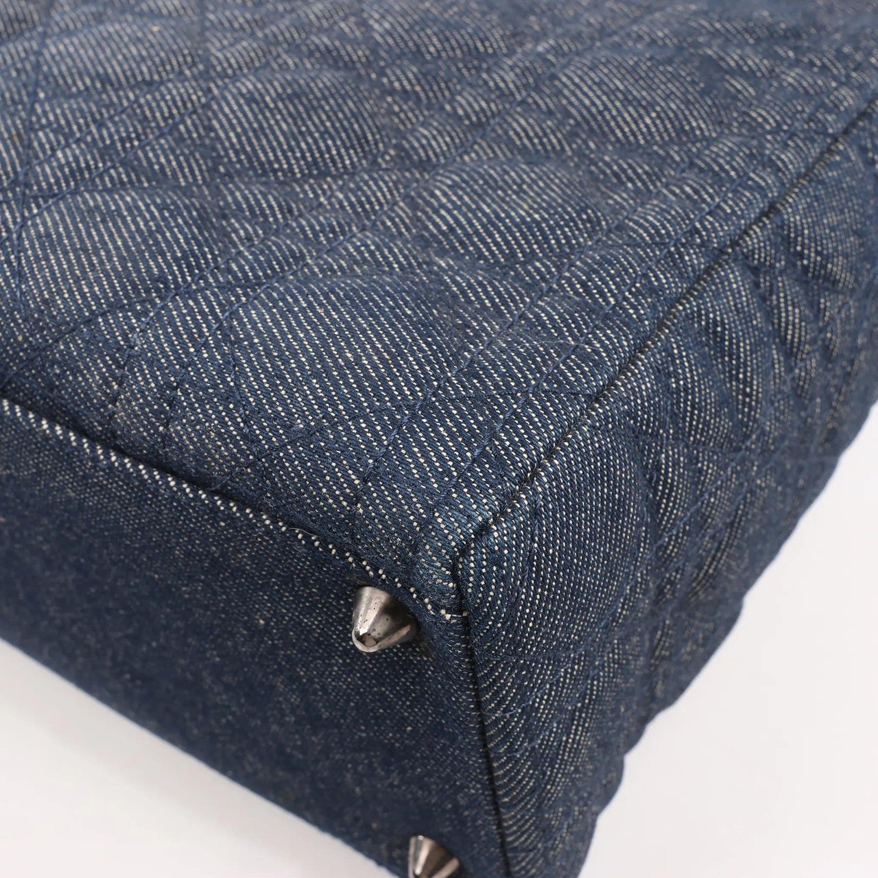 Dior Dior Lady Dior Dennim x Leather Cannage Large Handbag in Navy Blue Navy