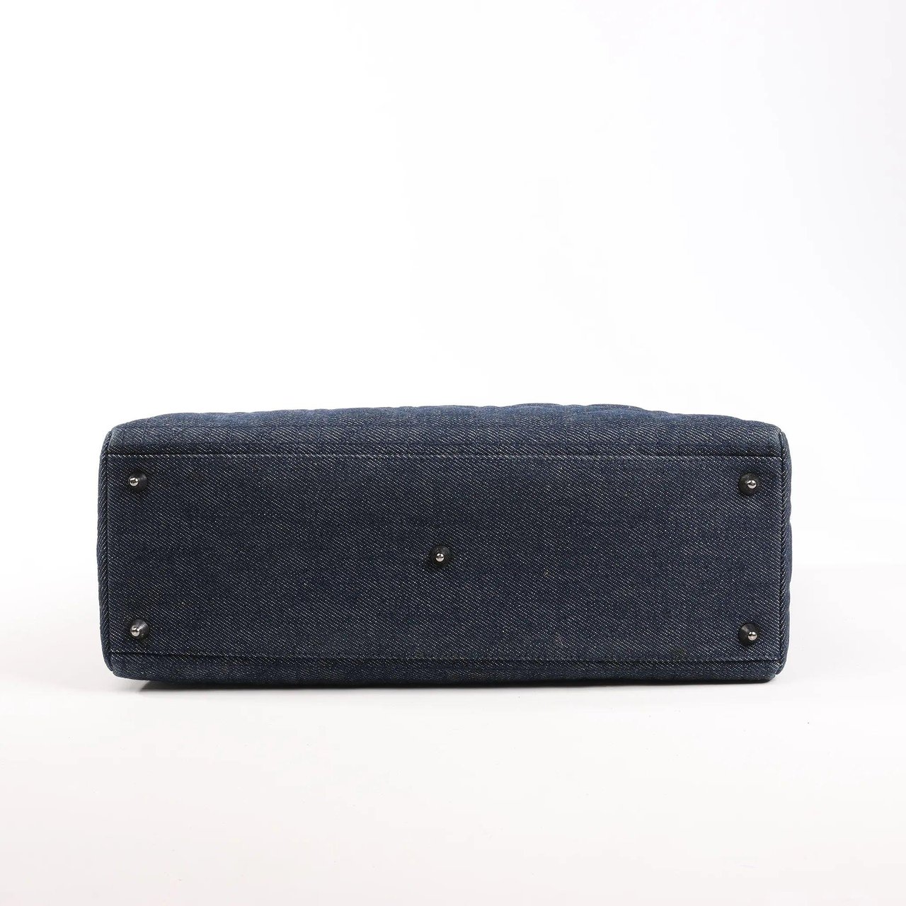 Dior Dior Lady Dior Dennim x Leather Cannage Large Handbag in Navy Blue Navy